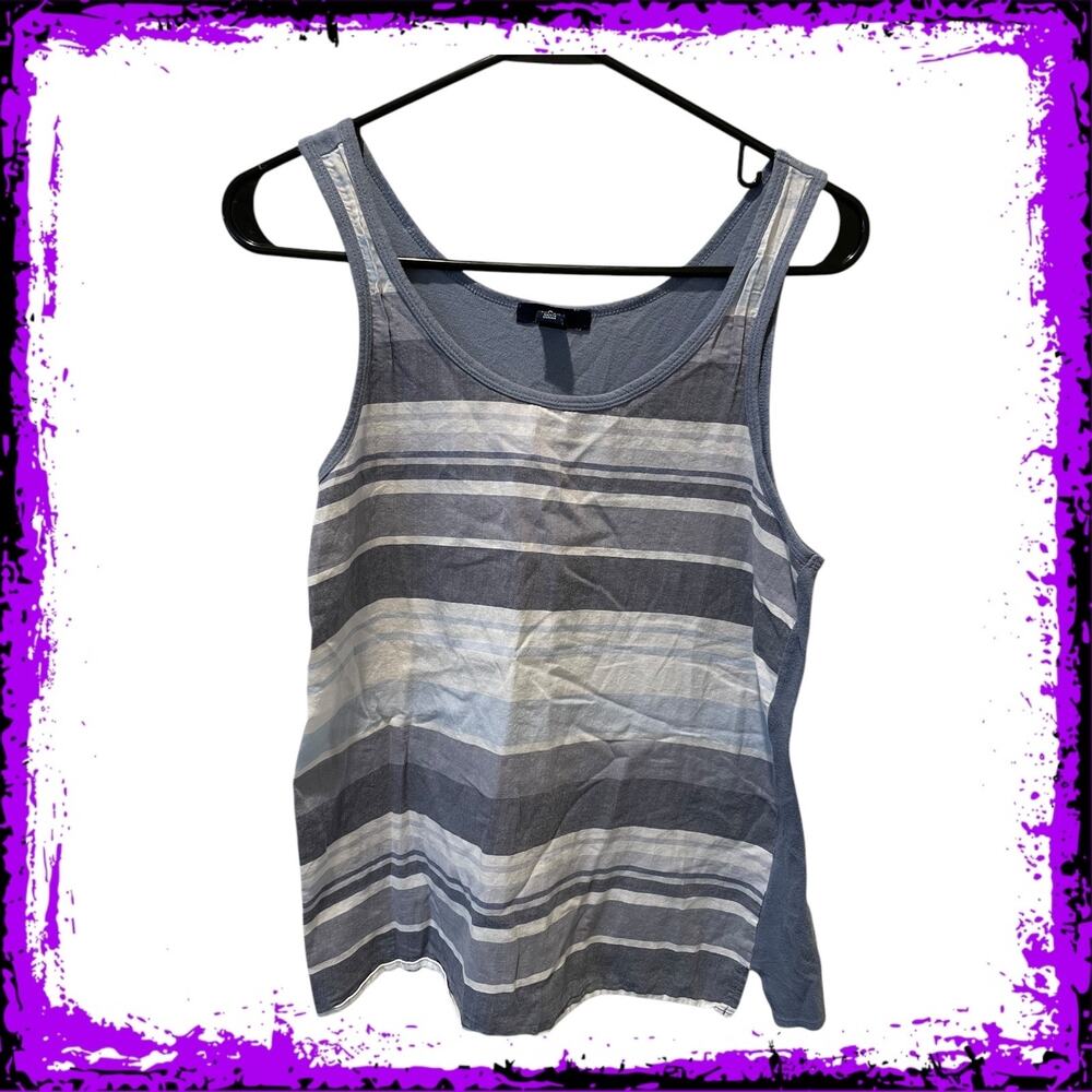 Gap 100% Cotton Striped Tank Top, Women’s Size Small, Gray & Blue Stripes